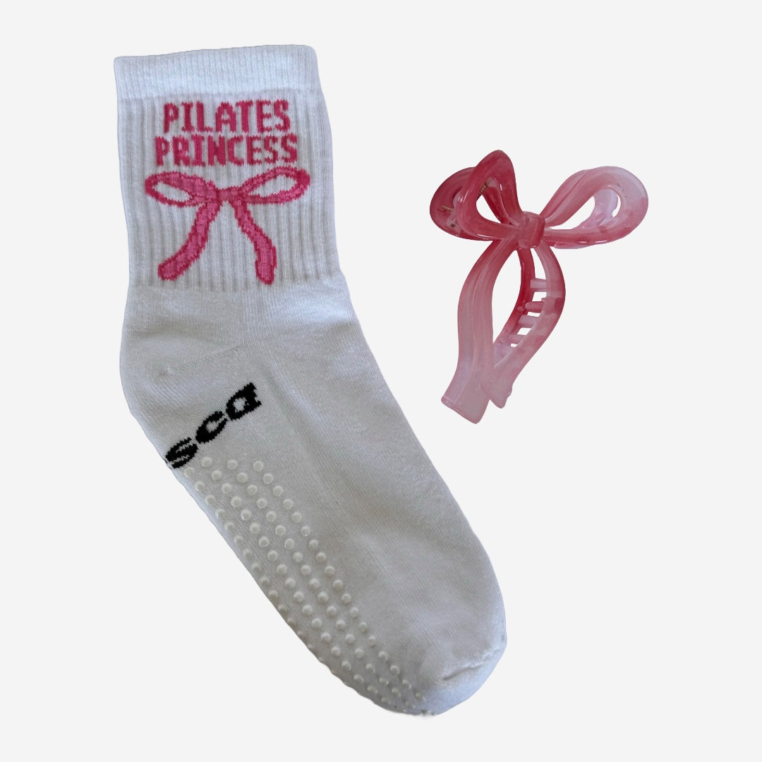 The Bow Claw Clip and Pilates Socks Combo