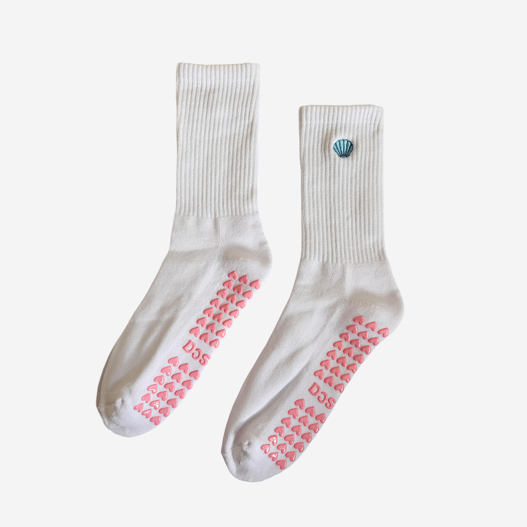 The Mermaid Shell Pilates Grip Socks