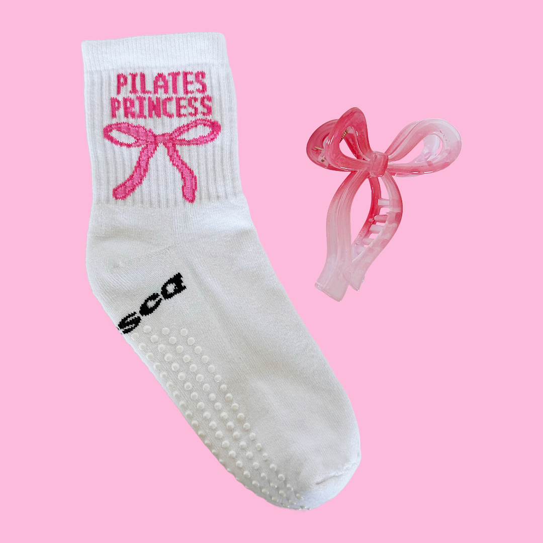 The Bow Claw Clip and Pilates Socks Combo