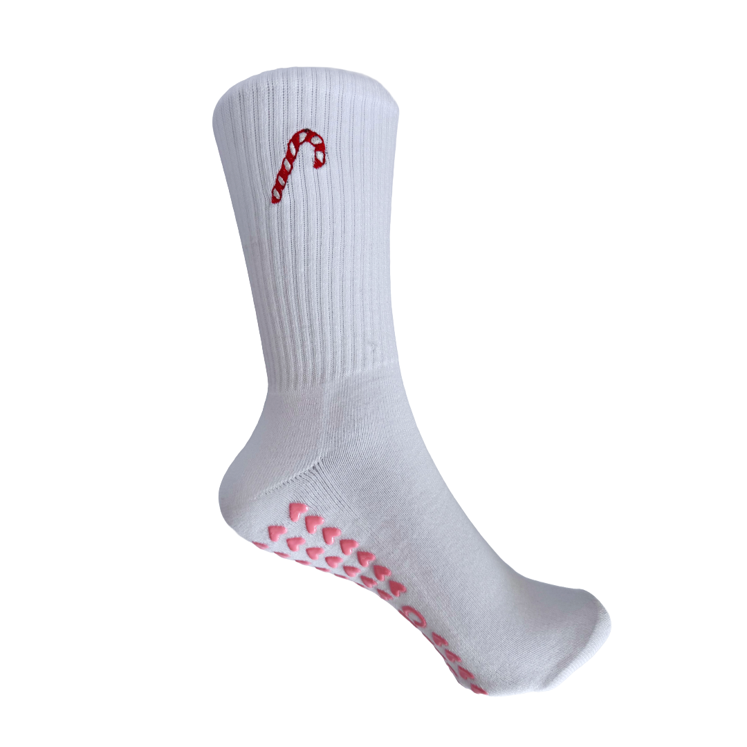 The Candy Cane Pilates Grip Socks
