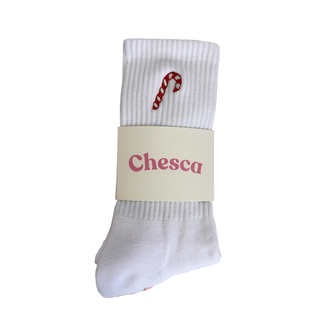 The Candy Cane Pilates Grip Socks